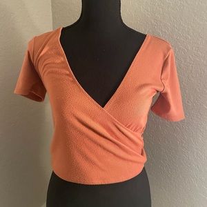 Peach V Neck Crop Top